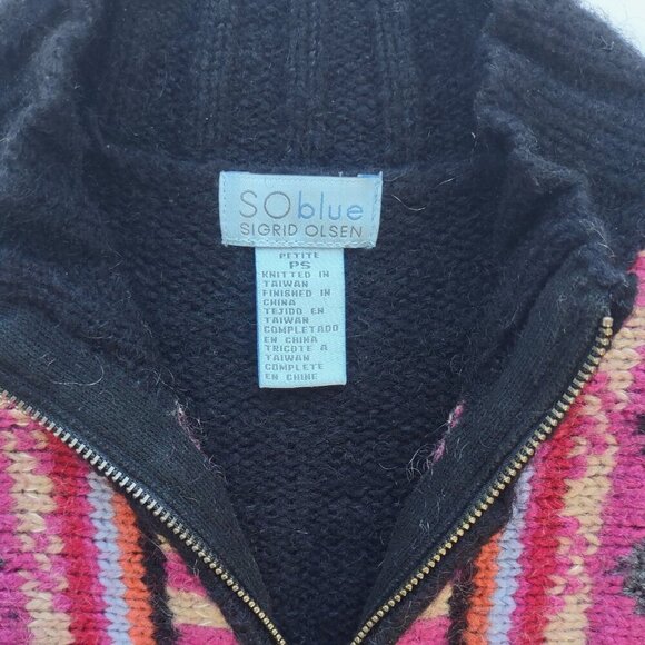 Vintage Sigrid Olsen Boho Mohair & Wool Cardigan Full Zip Black Sz Small - Picture 8 of 9